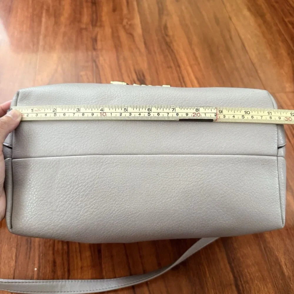 Juicy Couture Zippered Up Satchel Bag Grey Gold Accents Y2K